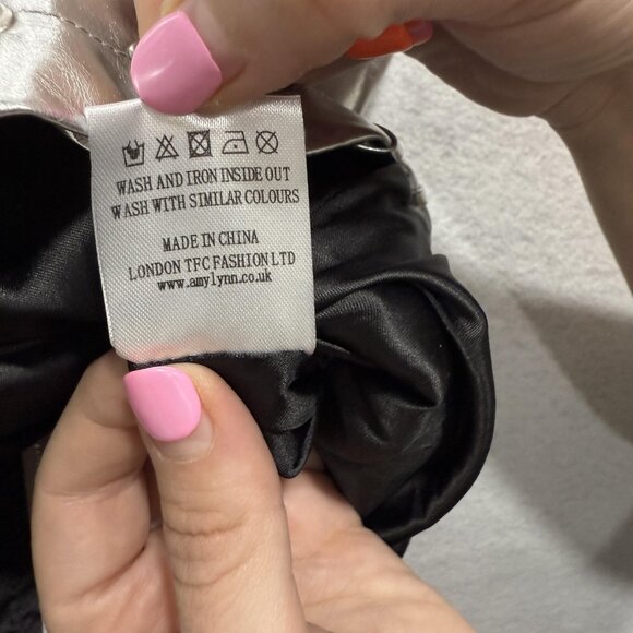 AMYLYNN Dress Womens Small Silver Metallic Long Sleeve Mini Zipper Party Modern - Picture 5 of 11